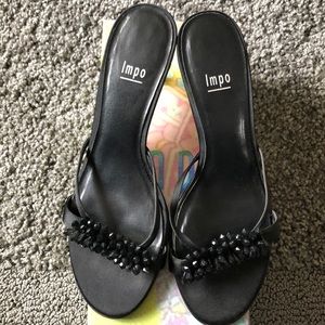 Impo Feather Satin/Stones Black Shoe